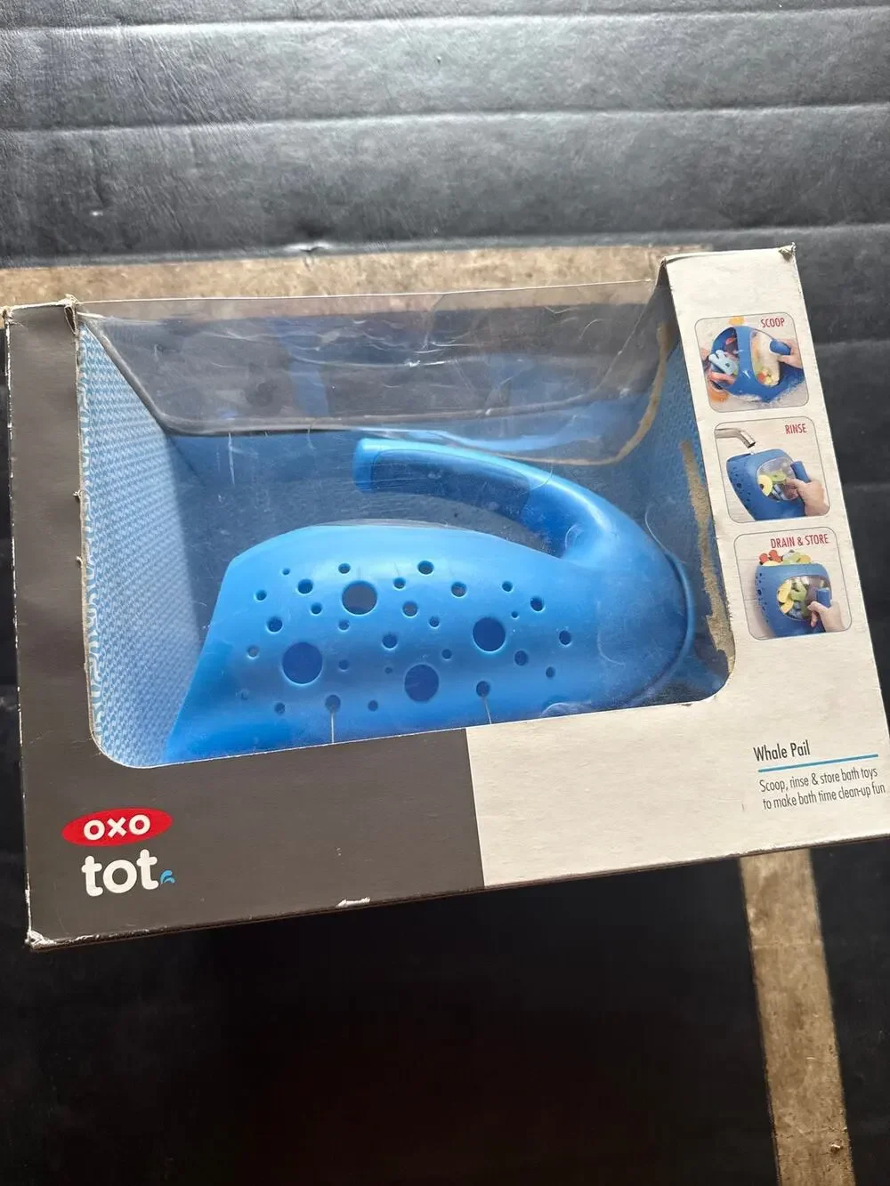 NEW OXO Tot Whale Bath Toy Scoop Water Play Organizer Blue